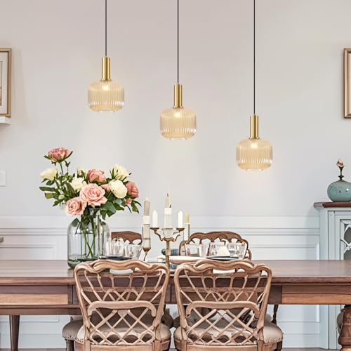 BOKT Modern 2-Pack Glass Pendant Lights Open Amber Ball Ceiling Pendant Lighting Fixture Adjustable Cord Hanging Light Lights Set of Two for Kitchen Island Entryway Dining Room - color: Amber-2 Pack