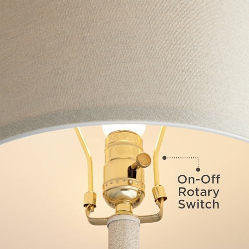 360 Lighting Romeo 23 1/2" High Jar Small Farmhouse Rustic Natural Cottage Coastal Accent Table Lamps Set of 2 Beige Distressed Earth Tone Finish Shade Living Room Bedroom Bedside Nightstand