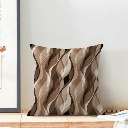 Boho Pillow Covers 18x18 Beige Brown Abstract Stripes Throw Pillow Covers Bohemian Modern Aesthetic Decorative Pillowcase Farmhouse Linen Decor Cushion Case for Sofa Couch Outdoor Decoration - color: Abstract-brown, size: 18" x 18" (Pack of 2)