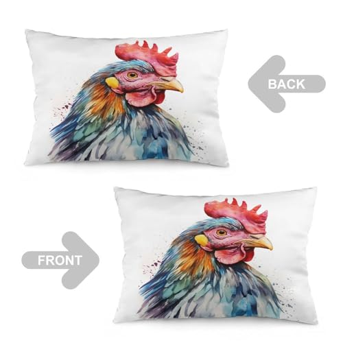 Pillows for Couch Watercolor Chicken Pillow Covers Funny Farm Animals Pretty Big Cock Pillow Case Cushion Standard Queen Size for Livingroom Sofa Decoration 16 "x24 - color: Pattern, size: 24" x 16" (Pack of 1)