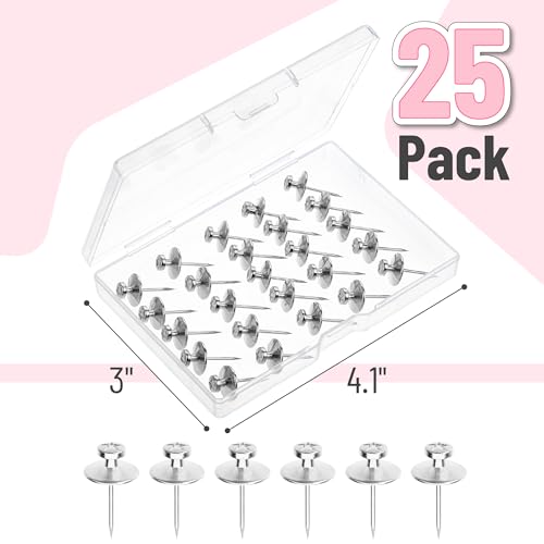 Mr. Pen- Double Headed Picture Hanging Nails, 25 Pack, Silver, Picture Nails, Tacks for Wall, Pins for Hanging, Thumb Tacks, Picture Hangers - color: Silver, size: 25 Pack