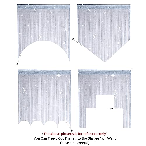 Hysenm 2 Pack 39 x 79 Inch Beaded String Door Curtain, Hippie Room Decor Beaded Curtains for Doorway, Closet Curtains, Room Divider Privacy Decor, Boho Home Decoration for Bedroom, Party, Silver - color: Silver