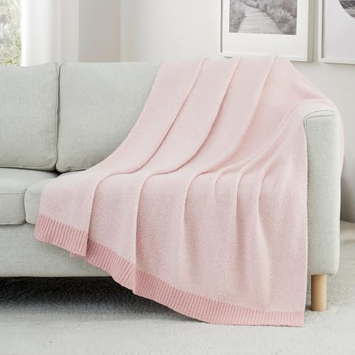 Carriediosa Heather Throw Blanket 60" X 80" Twin, 400GSM Ultra Soft Microfiber Fuzzy Fluffy Reversible Knitted Blankets Cozy Plush Lightweight and Warm Fall Throws for Couch, Bed, Sofa, Dusty Pink - color: Heather - Dusty Pink, size: 60" X 80"