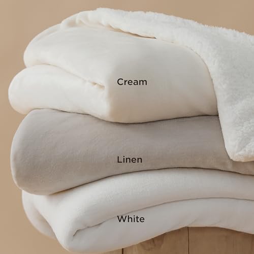 Bedsure GentleSoft Sherpa Fleece Throw Blanket for Couch, Non-Heated, Thick and Warm Throw for Women and Men, Soft Fuzzy Plush Blanket for Winter, Linen, 50x60 Inches - color: 05 - Linen, size: Throw (50" X 60")