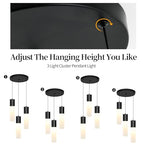 Cluster Black Pendant Lighting Fixture 3-Light Modern Hanging Dining Table Light with Milky White Lampshade LED Pendant Lights for Kitchen Island Dining Room Adjustable Height, 3000K-6000K - color: Black, size: 3-Light 1-Pack