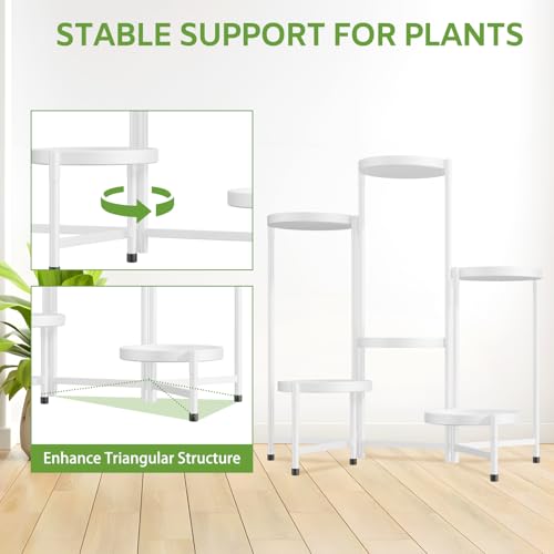 iDavosic.ly 6 Tier Large Plant Stand Indoor with 10 Inch Wide Tray, Tiered Corner Metal Outdoor Flower Display Holder Shelf, Folding Tall Rack for Patio Porch Living Room, White - color: White, size: 6 Tiers