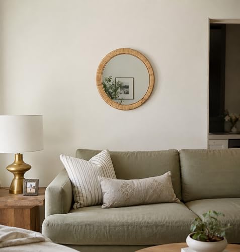 Rutledge & King Wall Mirror Rattan Mirror - Mirror Wall Decor - Wall Mirrors Decorative - Rattan Decor Boho - Circle Mirrors for Wall - Entryway Decor (1, Seaside - Medium) - color: Seaside - Medium