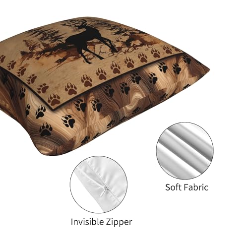 Deer Wolf Throw Pillow Covers 18 X 18 Inch Set of 4 Decorative Cushion Cover Home Decor for Sofa Chair Couch Bedroom Living Room - color: Deer Wolf