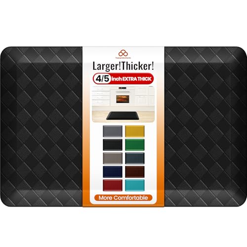 4/5 Inch Extra Thick Kitchen Mats for Floor,Non Slip Anti Fatigue Kitchen Rugs,Waterproof Stain Resistant Sink Mat,Cushioned Standing and Comfort Mats for Office (17"x24" Black) - color: Black, size: 24"L x 17"W x 0.8"Th