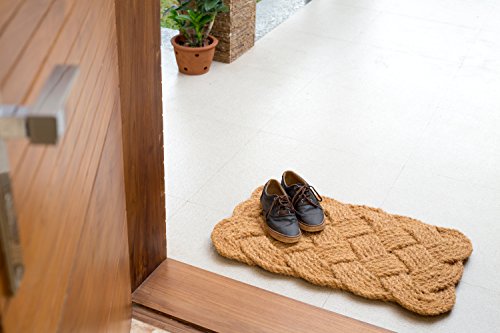 IRONGATE Rope Woven Doormat - One Pack Nautical Mat - 100% All Natural Coir Fibers - Classic Interwoven Rope Design - Handmade Dirt Trapping Entryway Door Mat - Natural - 18x30