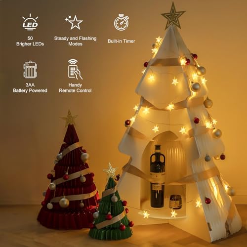 Brightown Star String Lights - 2 Pack Total 33ft 100 LED Star Fairy Lights Battery Operated with Remote for Indoor Outdoor, Twinkle Fairy Christmas Light for Bedroom Wedding Party Decor, Warm White - color: Warm White, size: 2 Pack