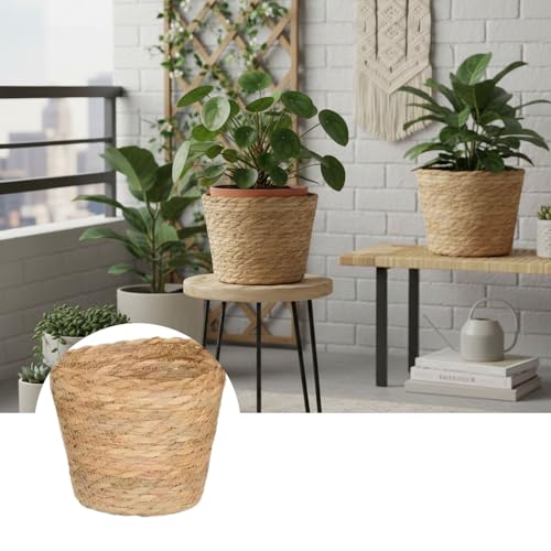 Woven Basket for Plants - Rattan Plant Basket with Boho Design for Indoor Decor and Small Item Storage - size: 15x11x11 cm