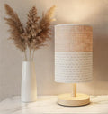 AFORTLO Table Desk Lamp, Small Fabric Boho Decorative Nightstand Night Light Solid Wood Base Lamp for Bedroom,Living Room,End Table or Office with Bulb (Brown Knit Fabric)