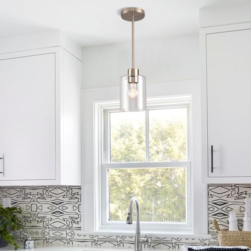 Brushed Nickel Pendant Lights,Modern Farmhouse Pendant Light,Light Fixture Kitchen Pendant Mini Hanging Light for Sink Island,Adjustable Height,Home Décor Lighting (Brushed Nickel 2 pack Stem Rod) - color: Brushed Nickel 2 pack Stem Rod