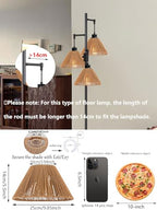 3x Boho Rattan Pendant Lamp Replacement Shade Ceiling Fan Light Bulb Covers Light Shades for Hanging Light Fixtures Shades Only Farmhouse Wicker Woven Lampshade, Ø9.85" x H5.5" - size: Ø9.85"（25cm）
