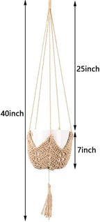 BetterJonny 3 Packs Macrame Plant Hanger, 40" Hanging Planter Flower Pots Holder Stand Gardening Weaving Flowerpot Net Pocket Hemp Rope Hanging for Indoor Outdoor Home Decor Plant Flower Pots