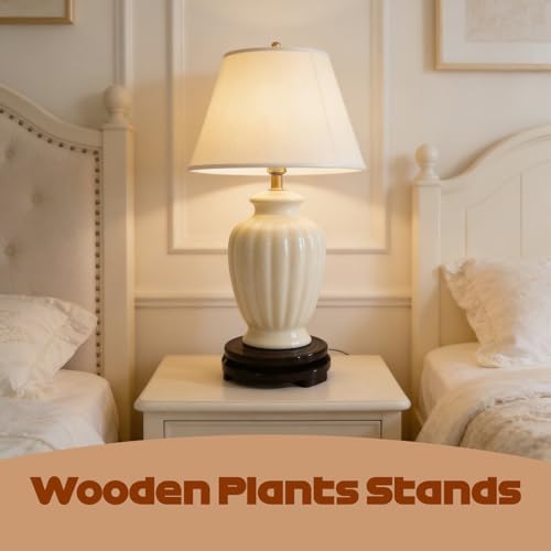 2Pcs Wood Plant Stand Rotating,Vase Stand,Table Lamp Base,6.6 Inch Small Chinese Oriental Plant Stand,Bonsai Stand,Lamp Riser,Round Display Stand for Fishbowl Flower Pot Indoor