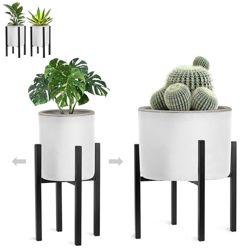 Sorbus Adjustable Metal Plant Stand – Mid Century Style Flower Pot Holder, 10 to 16 Inches Planter Stand for Modern Home Décor, Houseplants – Plant & Pot NOT INCLUDED (Black, 2 Pack) - color: Black, size: 16 x 14 inches (Maximum size), 10 (Minimum size)