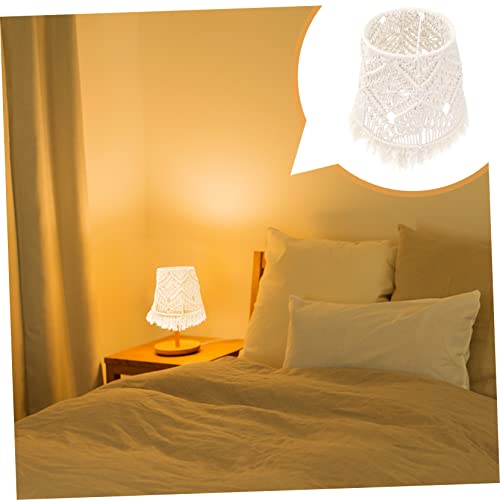 OSALADI Bohemian Macrame Lamp Shade Handmade Cotton Rope Woven Floor Lamp Cover 9.84X9.84X7.87 Inch for Bedroom Living Room Rustic Home Decor