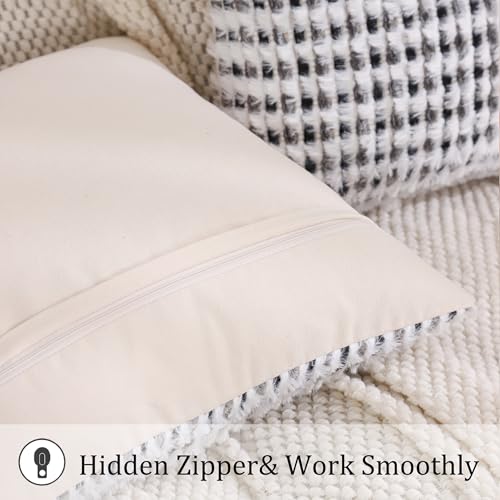 LUOYEHK Boho Throw Pillow Covers 22x22 Inch Set of 2 Chenille Tufted Pillowcase Farmhouse Neutral Cushion Covers for Couch Sofa Bed Living Room, Black Gray - color: Black Gray, size: 22" x 22" (Pack of 2)