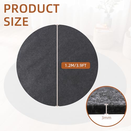 Waterproof Non-Slip Rug Pad, Round 4 Ft Carpet Pads for Large Area Rugs 1/8" Thick Felt Floor Protection Pad for All Floors and Finishes, Keep Rugs in Place and Provide Cushioning (4FT) - size: 4FT Round