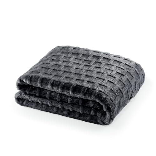 Velvet Plush Jacquard Tile Throw Blanket for Couch - Buttery Soft, Cozy Throw, for Women (Jet Black, 50" x 60") - color: Jet Black