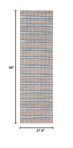 SAFAVIEH Natural Fiber Collection Runner Rug - 2'3" x 8', Blue & Natural, Handmade Boho Stripe Farmhouse Rustic Jute & Cotton Jute, Ideal for High Traffic Areas in Living Room, Bedroom (NFB656M) - color: Blue/Natural, size: 2'3" x 8' (Runner)