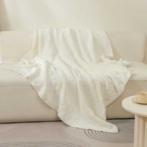 bearberry Super Soft & Fuzzy Minky Throw Blanket Lightweight All-Season - Diamond Stitch Plush Fleece for Couch, Bed, Sofa | Machine Washable Cozy Gift for Women, Men, Home(Cream, 50”x60”) - color: Argyle Knit Cream, size: Throw(50″x60″)