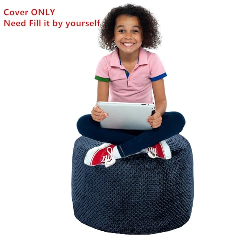 Asuprui Pouf Ottoman Unstuffed Ottoman Foot Rest No Filler Foot Stool 20x20x12 Inches Fuzzy Chair Floor Pouf Chair with Storage for Living Room Bedroom Navy Blue - color: Navy Blue