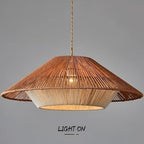 LIGHTLAND 23.6 Inch Bohemian Rattan Pendant Light, Twine Woven Chandelier, Wabi-sabi Style Handwoven Chandelier for Dining Room, Kitchen Island, Living Room - color: 23.6 Inch