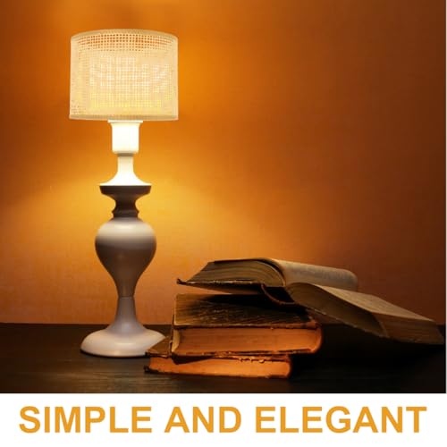 Rattan Lampshade 6.29X6.29X4.72 Inch Hand Woven Lamp Cover Natural Wicker Lamp Shade Soft Light Diffuser for Table Lamps Living Room Bedroom Decor
