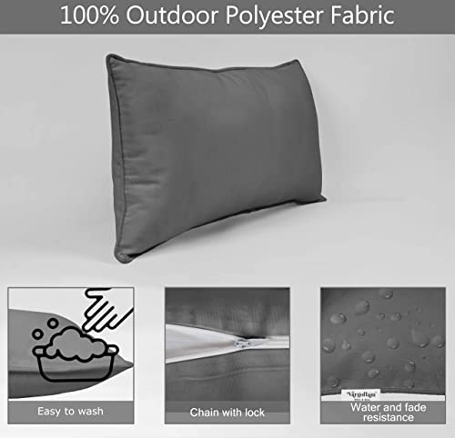 Indoor/Outdoor Polyester Fabric Lumbar Pillow Cover, All-Weather Waterproof Rectangular Cushion Case for Patio Furniture, 12 x 18 Set of 2 - Geometric-50 - color: Peach2, size: 18" x 12" (Pack of 2)