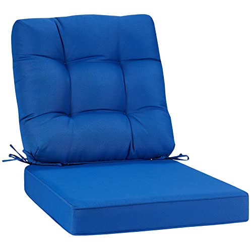 JMGBird Seat/Back Outdoor Chair Cushion Tufted Pillow, Deep Seat Cushion Set 22"x22", Outdoor Cushion for Patio Furniture - color: Sapphire Blue, size: 22"×22"