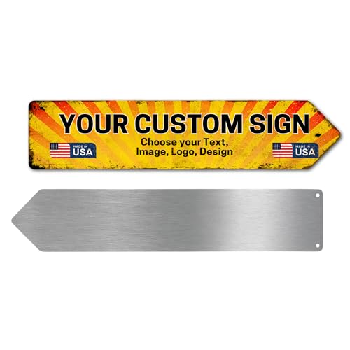 Custom Right Arrow Metal Sign by DC - Personalized Directional Sign with Your Photo, Text or Logo | Rust-Free Metal Display for Indoor & Outdoor Use | Weatherproof Arrow | Made in USA | Multiple Size - color: Metal Arrow Sign - Right Custom