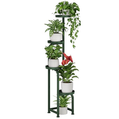 Bamworld Corner Plant Stand Indoor Outdoor, Tall Metal Flower Pot Stands for Multiple Plants, 4 Tier Dark Green Heavy Duty Plant Shelf for Patio Garden Balcony Living Room Bedroom(Patent Design) - color: Dark Green, style: Spiral 4Tier