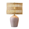 Maxax 21" Boho Table Lamp for Bedroom, Farmhouse Ceramic Bedside Lamp with Woven Rattan Shade, 3 Way Dimmable Coastal Rattan Bedroom Lamp for Nightstand Office Home - color: Dark gray