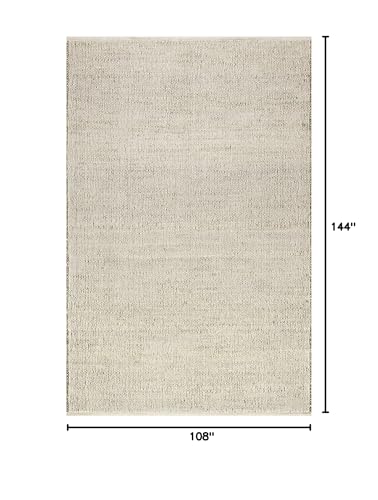 GRUHUM Jute Cotton Area Rug 9'x12' ft Large Rectangle Hand Woven Natural Farmhouse Rugs for Living Room, Bedroom, Kitchen, High Traffic Area - Rustic Vintage Bohemian Eco-Friendly 9x12ft Natural - color: Natural - Ivory, size: 9' x 12' (Rectangular)
