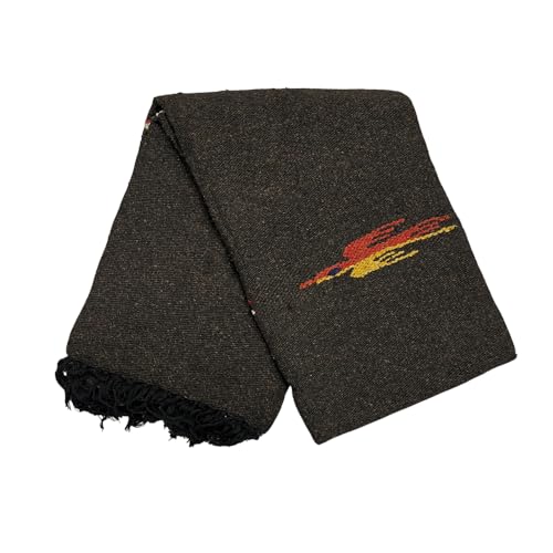 Open Road Goods Mexican Thunderbird Yoga Blanket, Handwoven Throw for Yoga, Meditation, and Home Décor – Versatile Blanket for Beach, Picnic, Camping, or Outdoor Use - color: Dark Brown