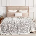 Snuggle Sac Leopard Queen Size Grey Microfiber Fluffy Warm Cozy Fuzzy Soft Blanket Reversible Cheetah Blankets for Bed, Couch, Sofa, 90x90 inches - color: Leopard Grey, size: Queen(90"x90")