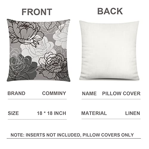 COMMINY Grey Pillow Covers 18x18 Set of 6 Decorative Daisy Flower Throw Pillow Cover for Couch Modern Cushion Cover for Patio Living Room Cushion Bed Farmhouse Home Decor - color: Grey White Daisy, size: 18" x 18" (Pack of 6)