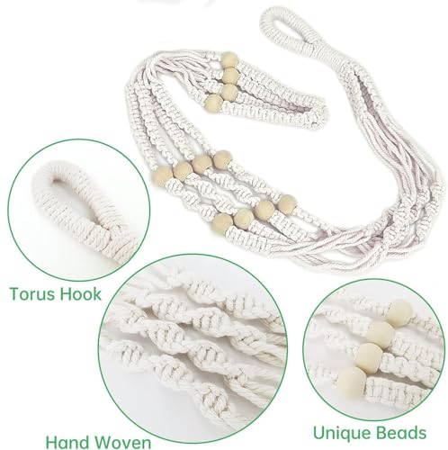 2 Pack Plant Hanger - 29.5" & 23.5" Hanging Planters, Handmade Cotton Rope Plant Holder Fits 3.9"-11.8" Flower Pots Indoor & Outdoor Boho Home Decor (POTS NOT Included)