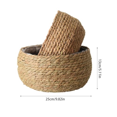 Woven Flowerpot Basket for Indoor Plants, Rattan Straw Plant Container with Natural Braided Design, Boho Style Planter for Succulents and Small Flower Pots