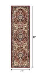 2x8 Hallway Runner Rug | Kitchen, Walkway, Entryway Rugs | Traditional, Oriental | Red 2'3'' x 7'3'' - color: Red - Kirsten, size: 2'3" x 7'3" (Rectangular)