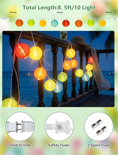 GOOTHY 8.5Ft Multicolor Lantern String Lights Outdoor, Plug in Christmas Decorations String Lights with 10 Mini Colorful Lanterns, Hanging Lanterns Lights for Outdoor Bedroom Bistro Garden Xmas Party - color: Multicolor Lantern