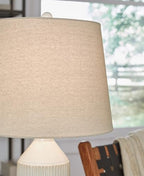Signature Design by Ashley Willport Modern 26.5" Ceramic Table Lamp, Set of 2, Beige