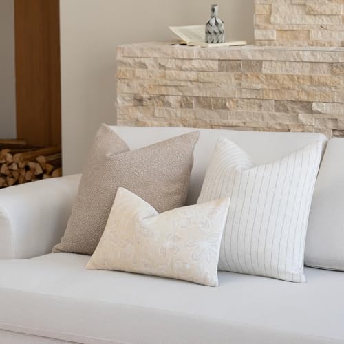 FIOUOVO Floral Throw Pillow Covers 12x20 Set of 2 Farmhouse Pillow Covers Vintage Neutral Accent Pillowcases Decorative Cushion Covers for Sofa Couch Living Room Bedroom Home Decor, Cream - color: Cream, size: 20" x 12" (Pack of 2)