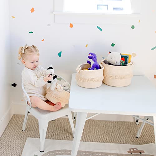 NaturalCozy 3-Piece Boho Decor Storage Basket Set – Cotton Rope Woven Baskets for Organizing! Small Baby Stuff, Shower, Gift Basket, Nursery Planter, Toy Shelves - color: Beige