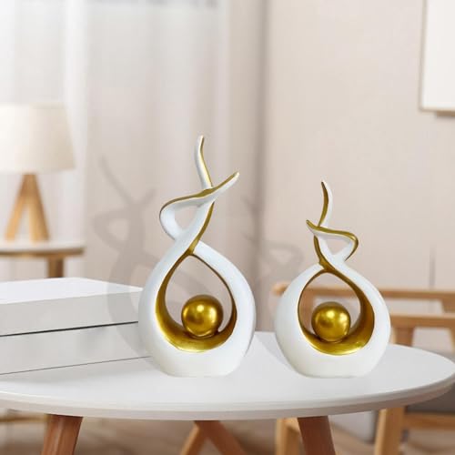 Baoblaze 2 Pieces Abstract Art Sculpture,Home Decor Luxury Elegant Unique Modern Decorative for Dining Room Office Housewarming Gift, Gold