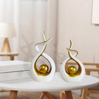 Baoblaze 2 Pieces Abstract Art Sculpture,Home Decor Luxury Elegant Unique Modern Decorative for Dining Room Office Housewarming Gift, Gold