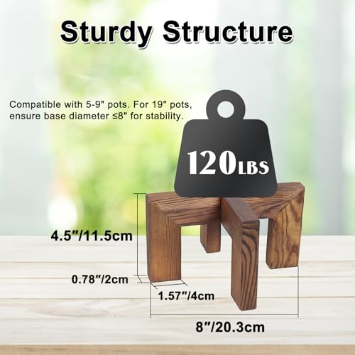 Vigordream Plant Stand, Indoor/Outdoor Wood Plant Holder, Single Flower Pot Stand, Sturdy Planter Stands (Walnut, Fit 5-9 Inch Pots) - size: Fit 5-9 Inch Pots